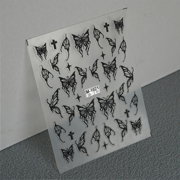 5D White & Black Y2K Butterfly Nail Stickers - OEM ODM Available for DIY Nail Art Decoration