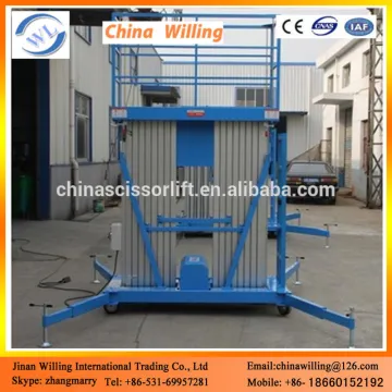 8m hydraulic double mast aluminum alloy aerial working lift