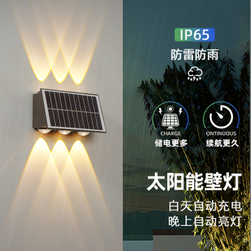 Lampada da parete esterna in alluminio a energia solare con interruttore a induzione