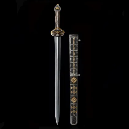 Luxury Ming Sword Brass Exquisite Sculpture Sword Sheath Gilded Gold Gilded Silver Handmade Crafts