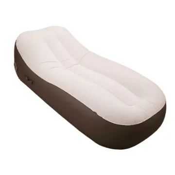 Khaki White Comfortable Lying Couch Single Extension Folding Recliner Inflatable Sofa
