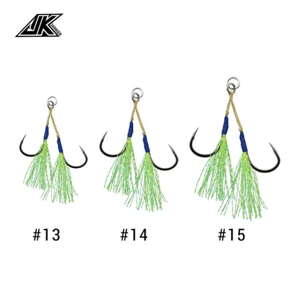 JK Fishing LAD-G Mustad Hook UV Light Double Assist Hook Set