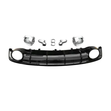 2016-2018 Audi A7 Rear Diffuser with Tail Pipe - Gloss Black