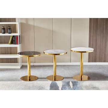 Mesas redondas de cerámica de acento de oro