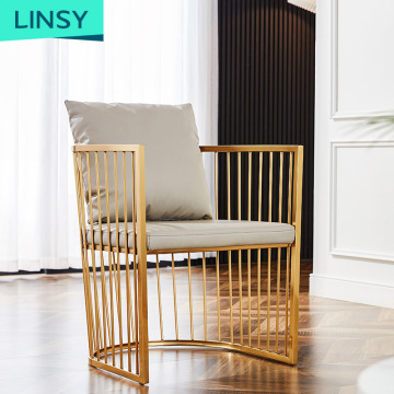 Linsy Hotel Italian Design Gold Armchair Contemporary High Back Accent Lounge Sofa