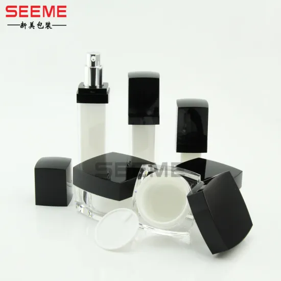 Black Acrylic Square Bottle with Cap - Hot Selling Classic Lotion Bottle