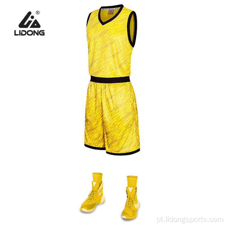 Conjunto de uniforme de basquete amarelo de design mais recente