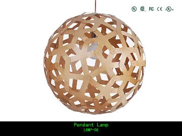 ball shaped wood pendant lamp