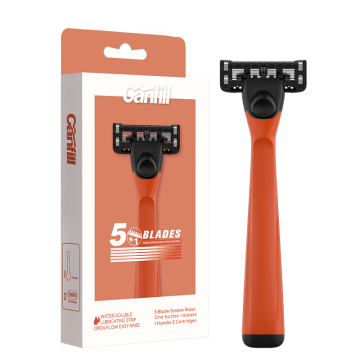 Customizable 5-Blade Men's Shaving Razor with Open Back Design
