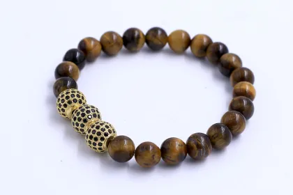 Handmade Ziron Tiger Eye Stone Beads Bracelet