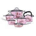 10-delige roze kleurencooker SS Cookware Sets