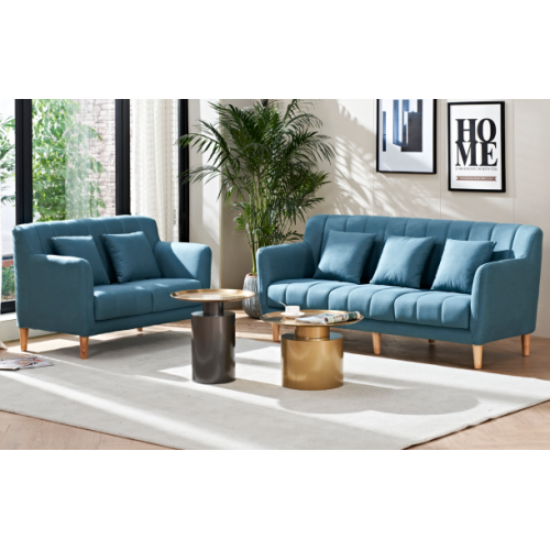 Three And Two Seater Sofa Set Living Room Furniture Fabric Sofa With Wooden Legs Factory