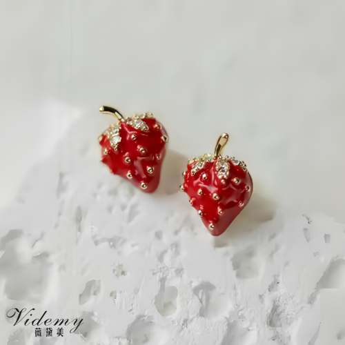 Fashion Accessories: Red Strawberry Stud Earrings