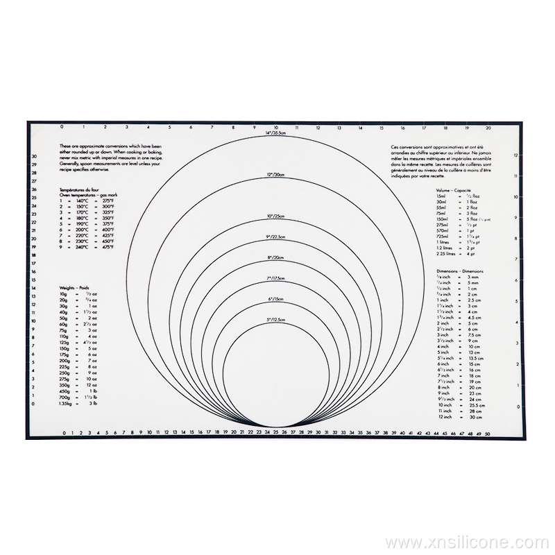 Non-slip with measurements silicone dough pastry mat