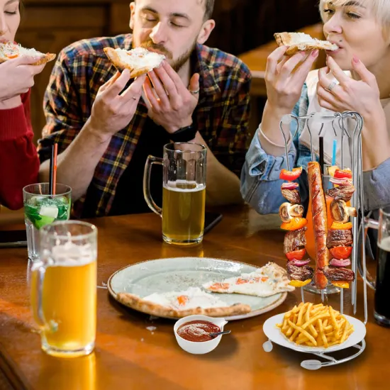 outdoor restaurant Barbecue Rack Set kebab metal grill stainless steel hanging bbq skewer stand