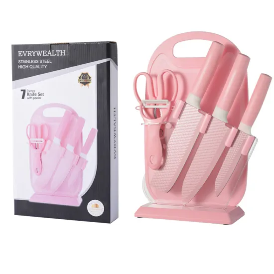 Hyri Hot Selling 7pcs Dragon Scales Texture Non-stick Coating Knife Set: Kitchen Chefs Knife Set with Chopping Board