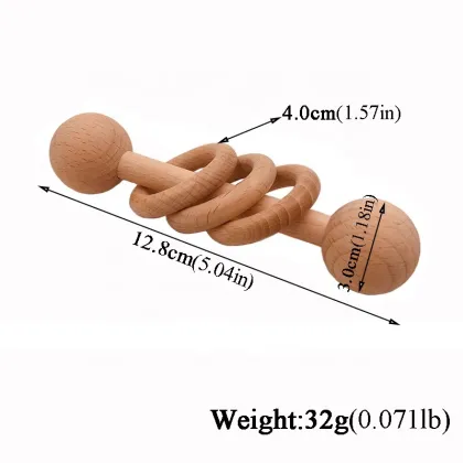 Natural Wooden Rattle Beech Rattle Toy Grasp