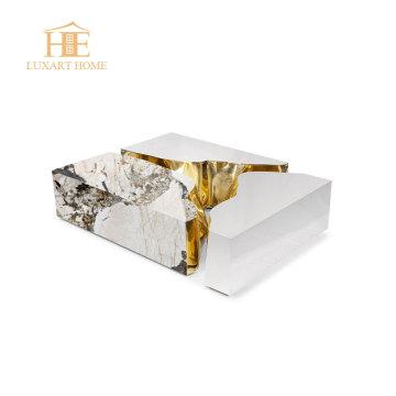 Stainless Steel Gold Crack Coffee Table