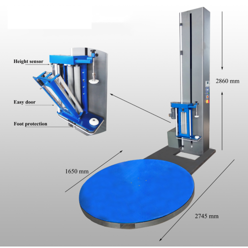 Máquina envolvedora de film extensible semiautomática para paletas