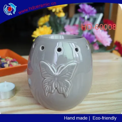 Butterfly of embossment ceramic fragrance candle oil burner,ceramic incense burner,ceramic tealight warmer