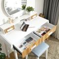 Bedroom Dresser Vanity Table Set with Round Mirror