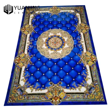 1200x1800mm Golden Porcelain Polished 3D Tiles: Modern Crystal Flower Carpet 3D Patchwork Floor Tiles - Decorative Carpet Tiles
