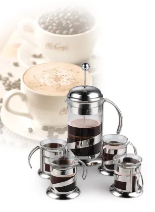 Borosilicate Glass French Press Set,stainless steel Coffee French Press Set,French Press Set With Cup