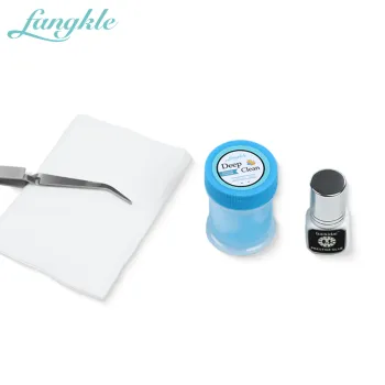 OEM Blue Glue Lash Tweezer Cleanser with Sponge Ball - 30ml Fangkle Private Label