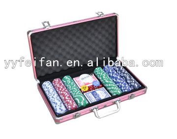 300 pcs casino chip set aluminium chips case