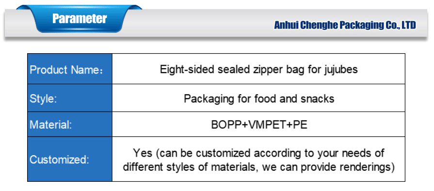 jujube shaped food packaging bag