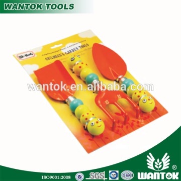 WANTOK Mini steel garden tools set for children with cartoon wooden handle/hand shovel/hand spade/jamd cultivator