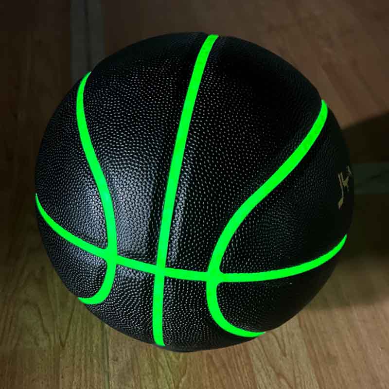 Green light pu leather glow sa madilim na basketball