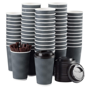 Disposable Double Wall Ripple Paper Cups: 8oz, 12oz, 16oz Hot Coffee Cups
