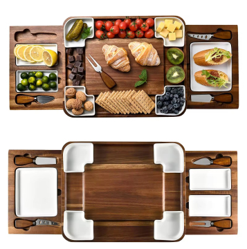 Handcrafted Acacia Square Cheese Board - Premium Rustic Cheese Platter