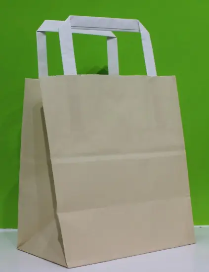 Paper bag with flat handle