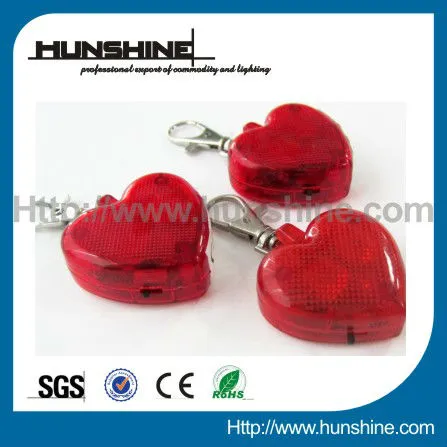 shimmering heart shaped led keychain light