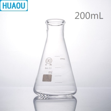 HUAOU 200mL Erlenmeyer Flask Borosilicate 3.3 Glass Narrow Neck Conical Triangle Flask Laboratory Chemistry Equipment