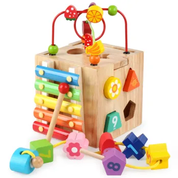 Montessori Unisex Wisdom Box 15cm Early Education Baby Toy Geometric Multi-Style Wood Matching Blocks Number-Sd
