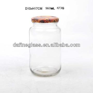 1000ml /1L wide mouth canned food storage glass jar with metal screw cap
