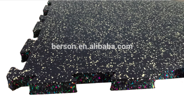 quality laminated China rubber interlocking puzzle tile mat flooring used for indoor gym and commercial area