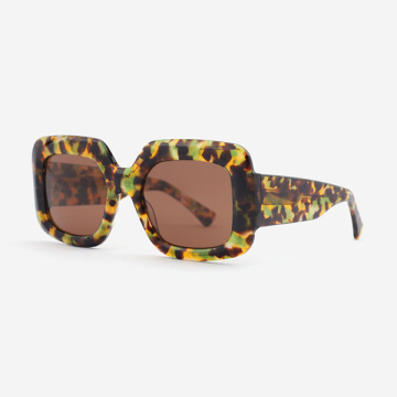 Square-shaped with 3D effect Acetate Unisex Sunglasses