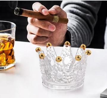 custom Crown glass mini ashtray with gold effect