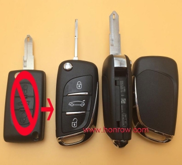 Good Price Citroen 3 button modified remote key blank with NE73 206 Blade- 3Button -Trunk- With battery place