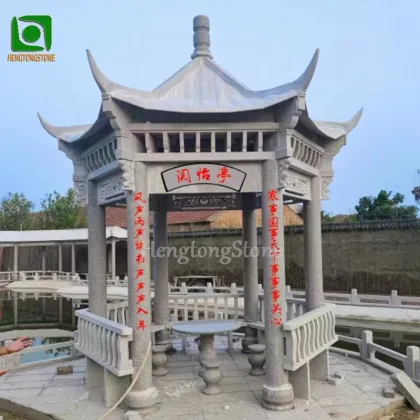 Chinese Style Granite Outdoor Pavilion Sculpture