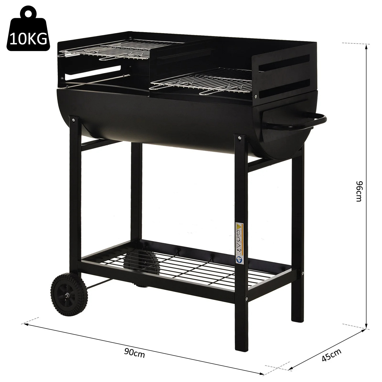 Half-barrel steel barbecue grill