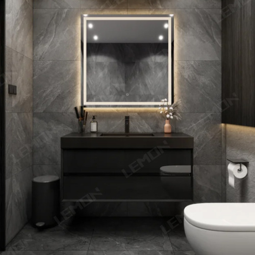 Luxury Black Wall Hung Bathroom Cabinet Vanity Unit