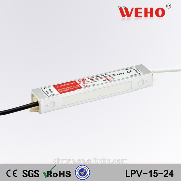 Aluminum case 24v dc power supply 15w led driver waterproof psu 15w 24v 0.63a lpv
