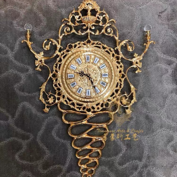 Luxury Antique Gold Copper Wall Clock for Home Decoration