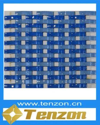 Light Blue Dark Blue Basket Glass Mosaic