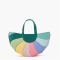 Unique Design Green Leather Fan-shaped Handbag